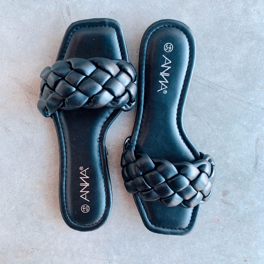 Jess Black Square Toe Slide